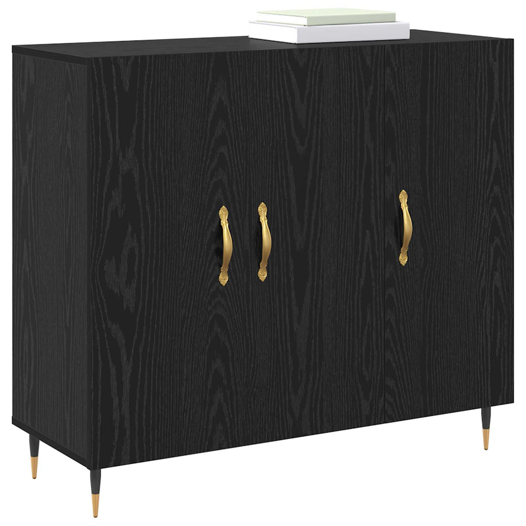 vidaXL Bufet Czarny Dąb 90 x 34 x 80 cm Materiał drewnopochodny