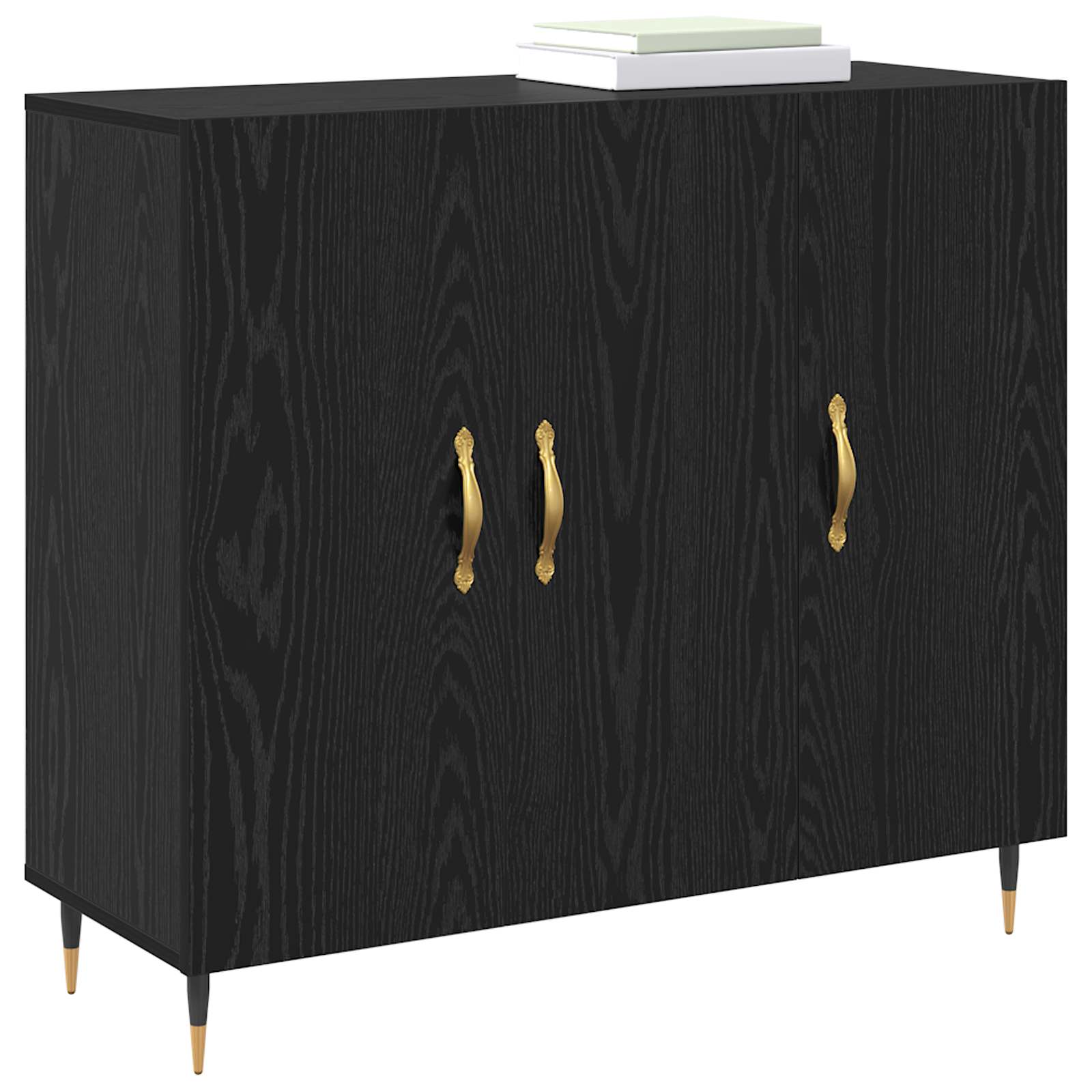 vidaXL Bufet Czarny Dąb 90 x 34 x 80 cm Materiał drewnopochodny