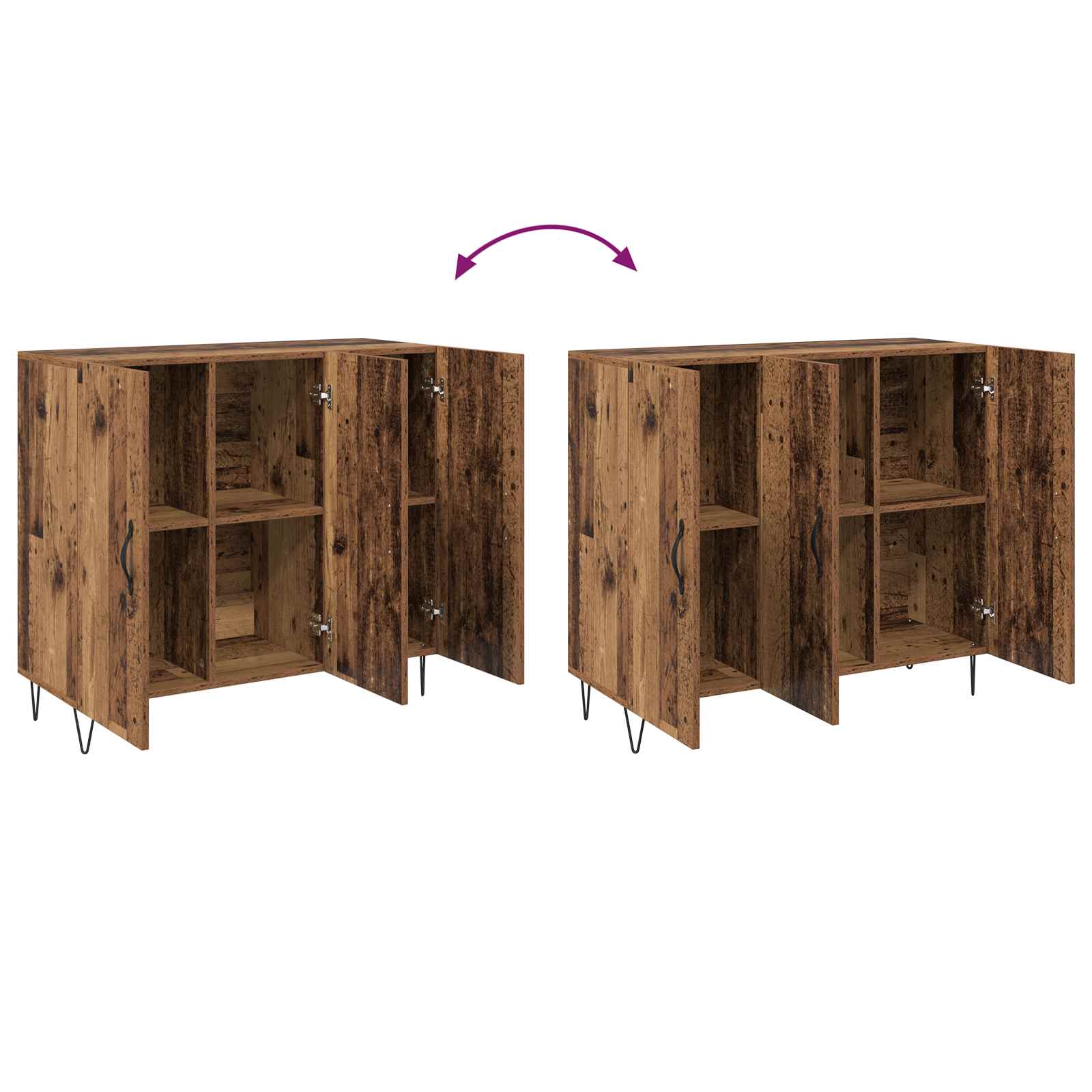 vidaXL Bufet Stare drewno 90 x 32,5 x 80 cm Materiał drewnopochodny