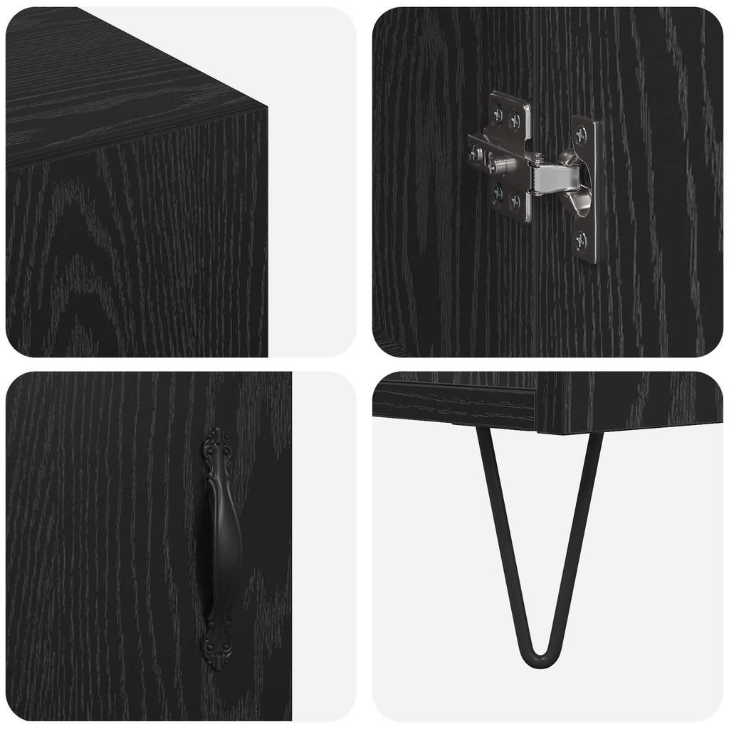 vidaXL Bufet Czarny Dąb 90 x 32,5 x 80 cm Materiał drewnopochodny