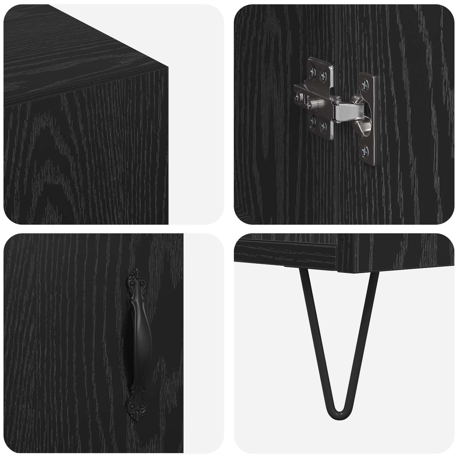 vidaXL Bufet Czarny Dąb 90 x 32,5 x 80 cm Materiał drewnopochodny