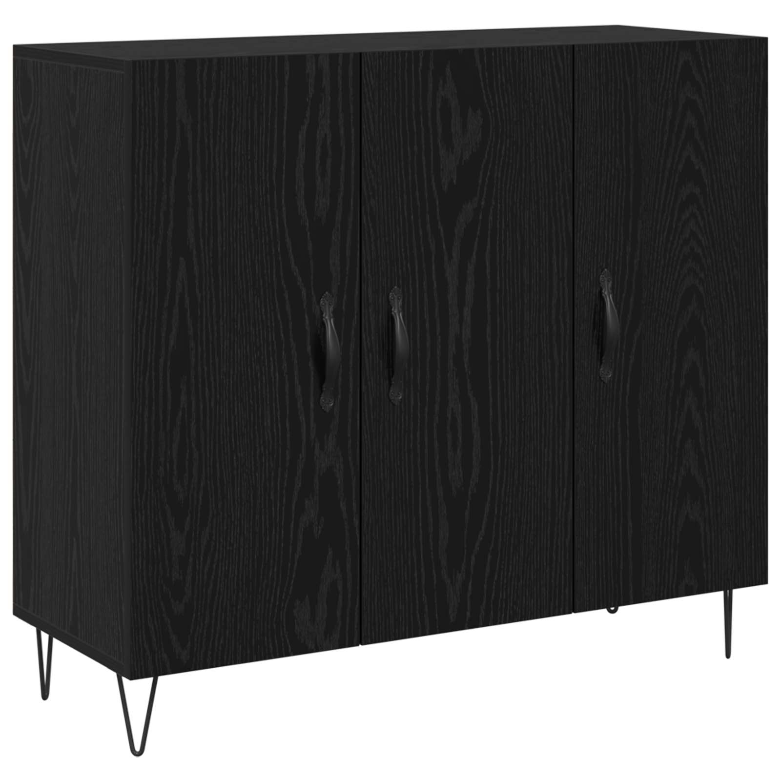 vidaXL Bufet Czarny Dąb 90 x 32,5 x 80 cm Materiał drewnopochodny