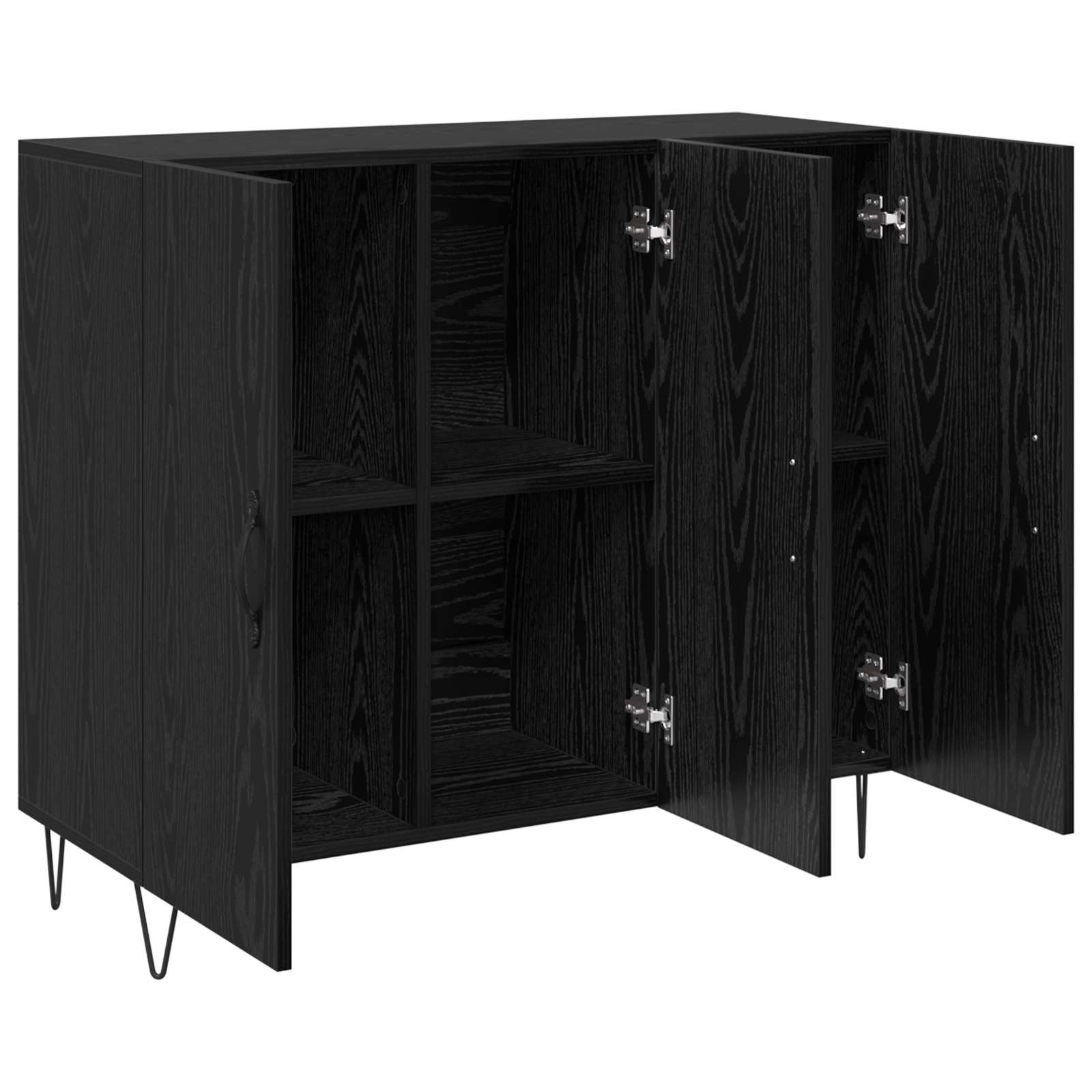 vidaXL Bufet Czarny Dąb 90 x 32,5 x 80 cm Materiał drewnopochodny