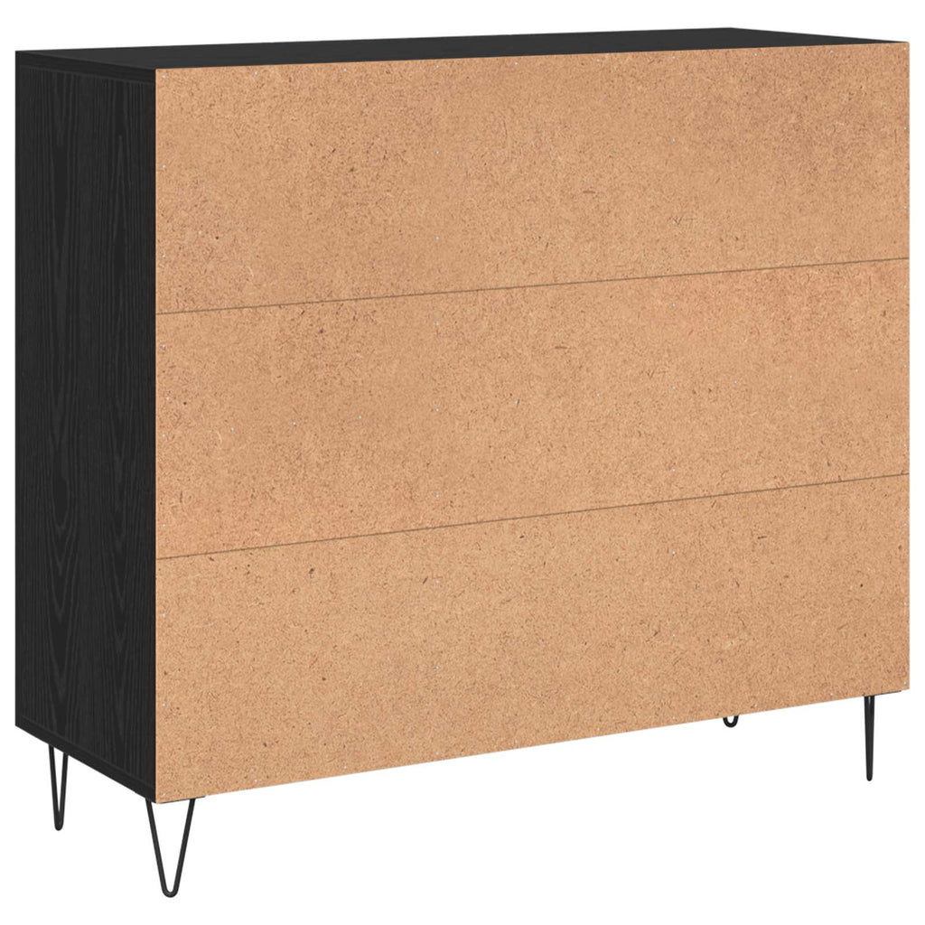 vidaXL Bufet Czarny Dąb 90 x 32,5 x 80 cm Materiał drewnopochodny