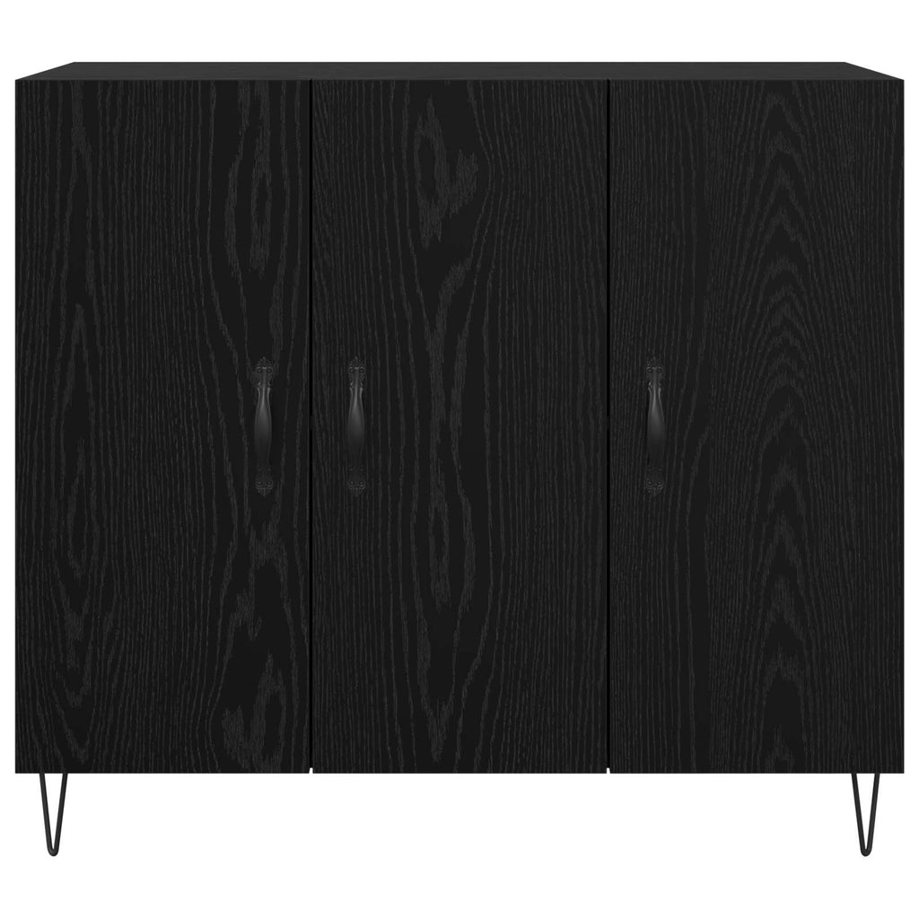 vidaXL Bufet Czarny Dąb 90 x 32,5 x 80 cm Materiał drewnopochodny