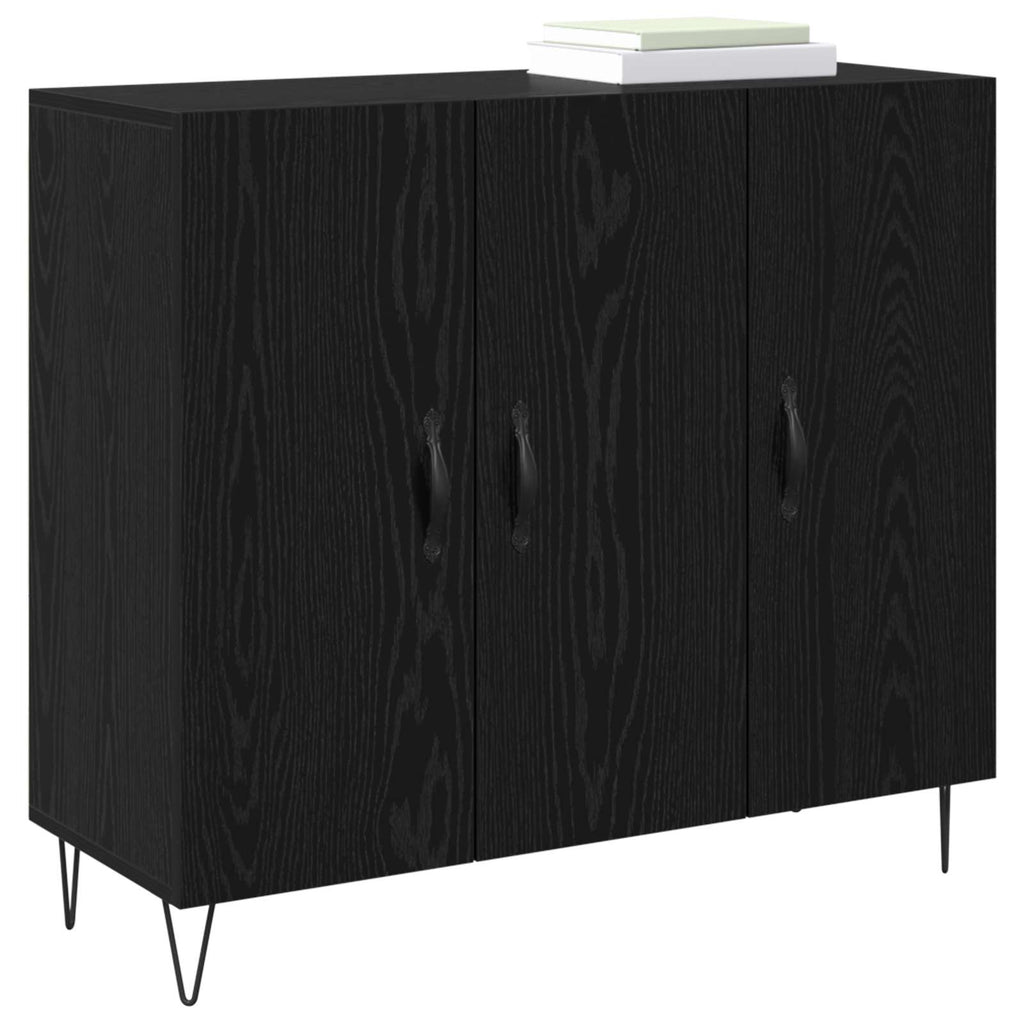vidaXL Bufet Czarny Dąb 90 x 32,5 x 80 cm Materiał drewnopochodny