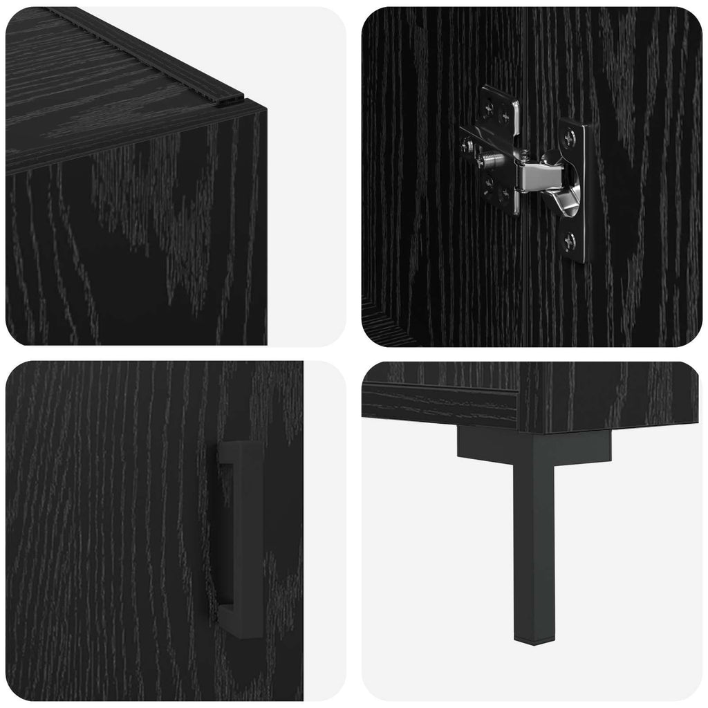 vidaXL Bufet Czarny Dąb 90 x 34 x 80 cm Materiał drewnopochodny