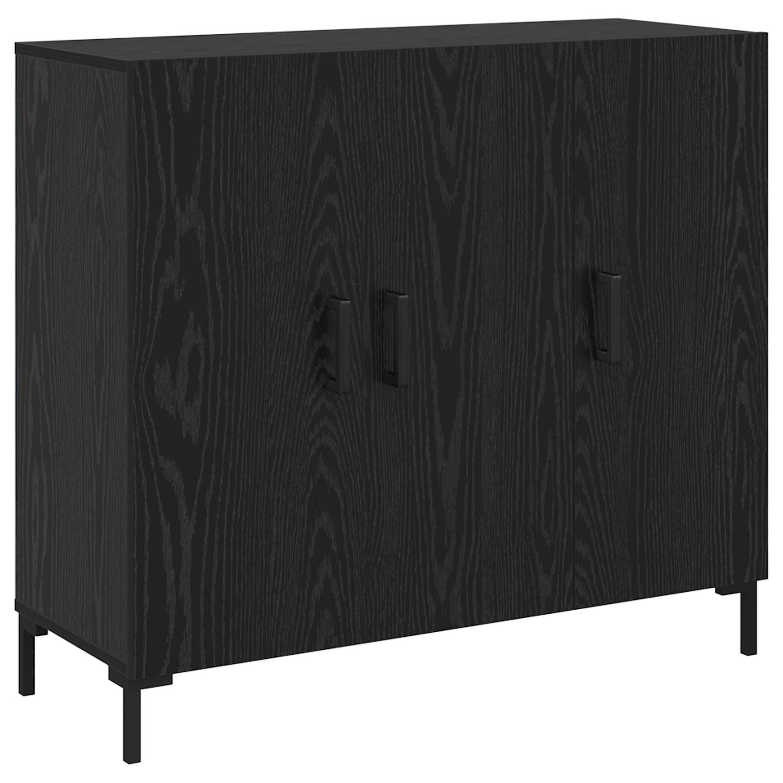vidaXL Bufet Czarny Dąb 90 x 34 x 80 cm Materiał drewnopochodny