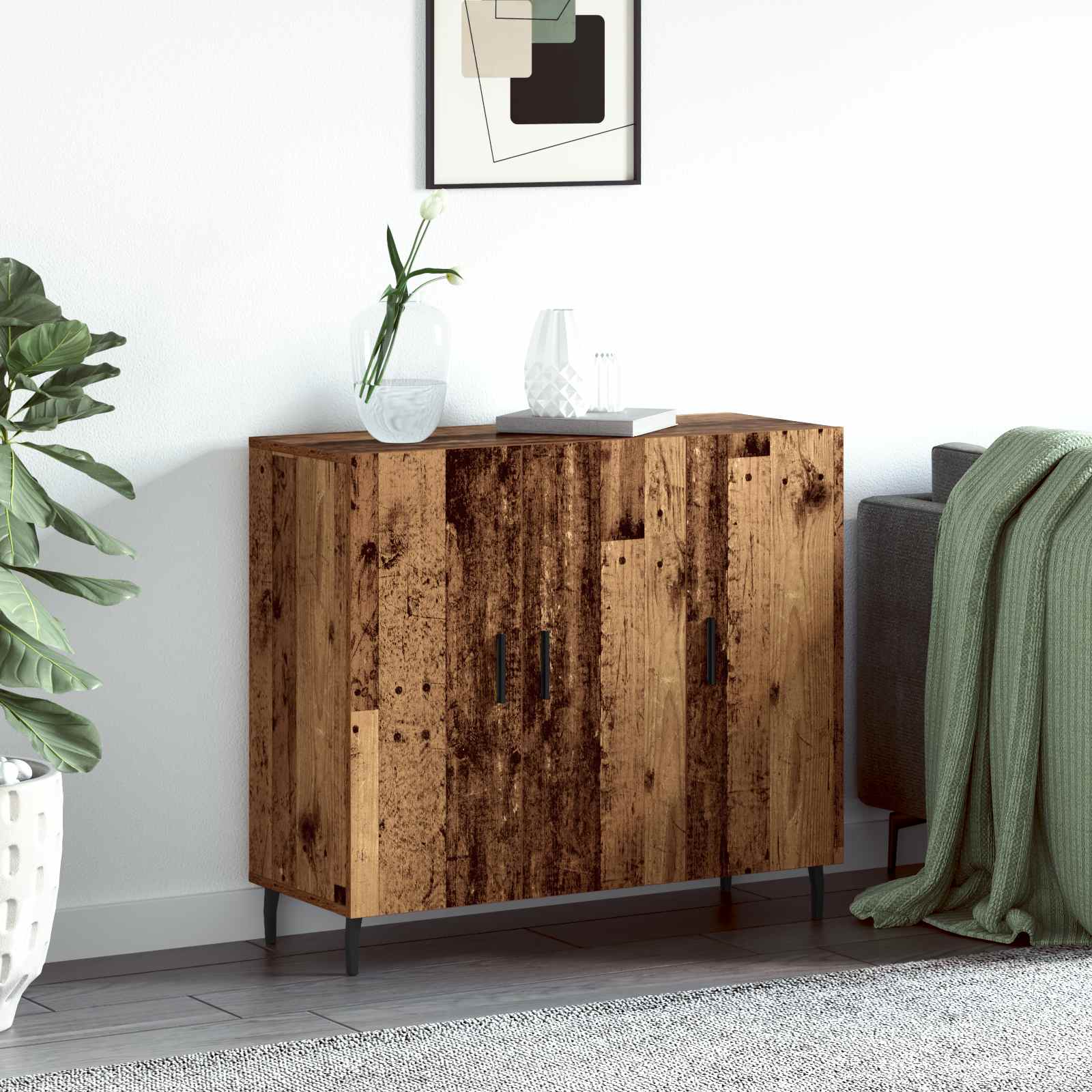 vidaXL Bufet Stare drewno 90 x 34 x 80 cm Materiał drewnopochodny