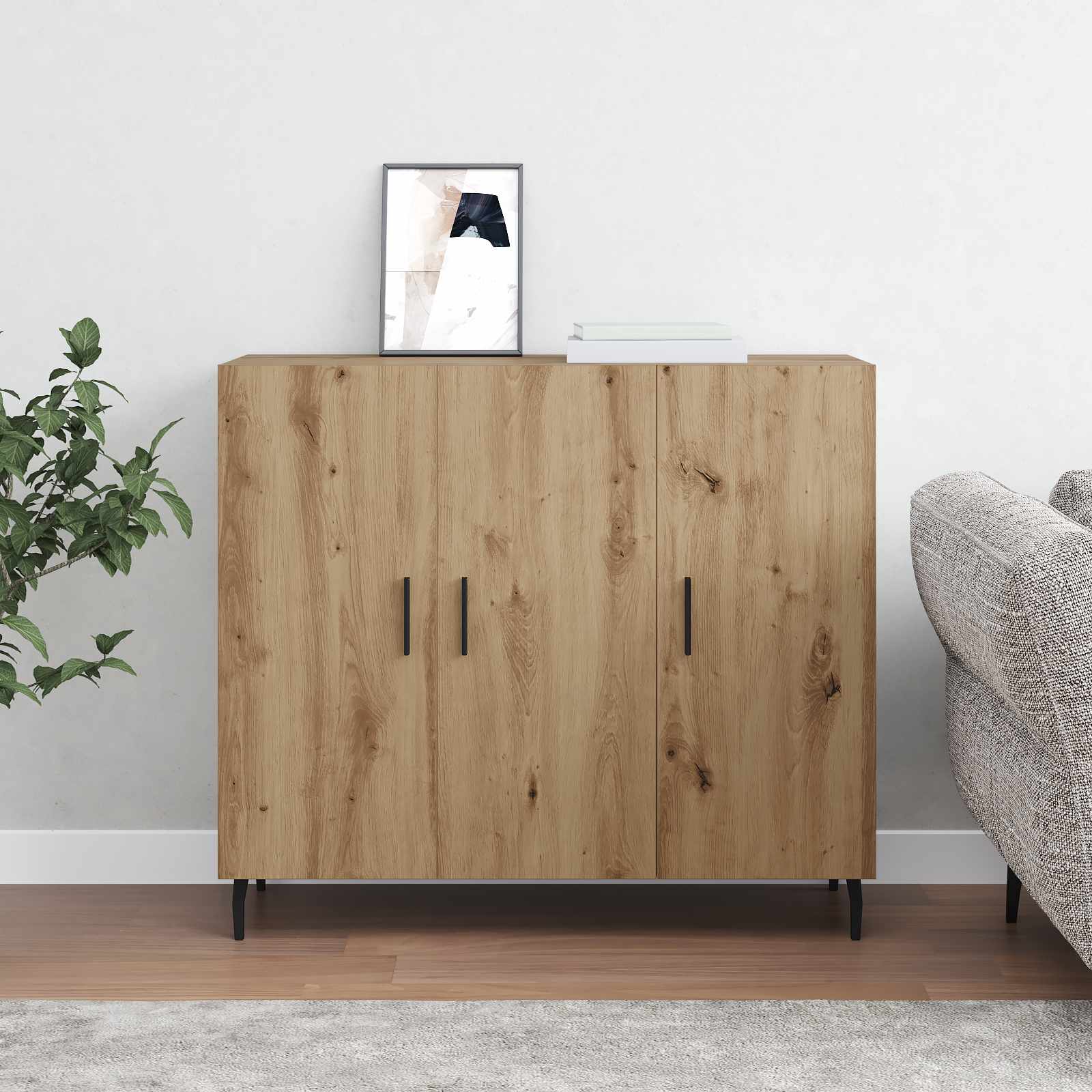 vidaXL Bufet Dąb rzemieślniczy 90 x 34 x 80 cm Materiał drewnopochodny
