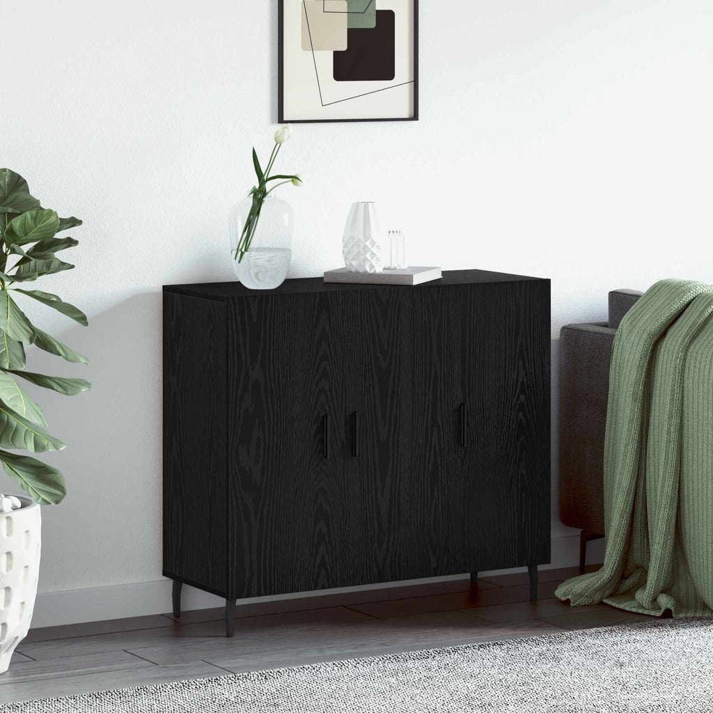 vidaXL Bufet Czarny Dąb 90 x 34 x 80 cm Materiał drewnopochodny