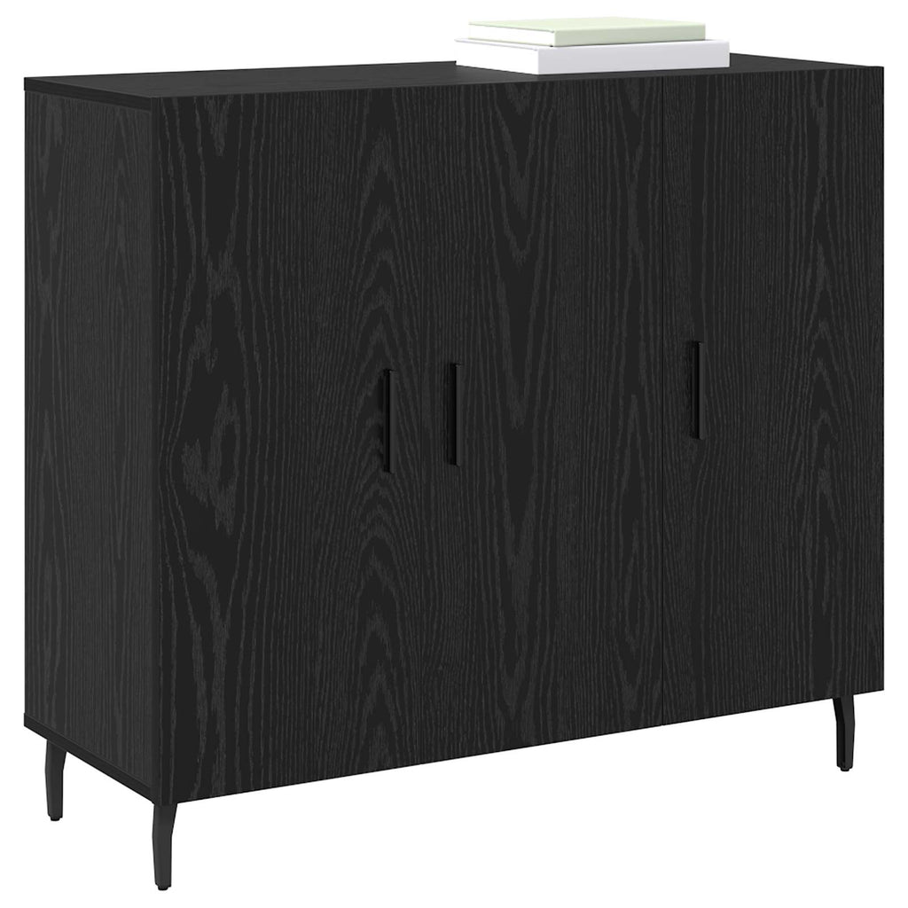 vidaXL Bufet Czarny Dąb 90 x 34 x 80 cm Materiał drewnopochodny
