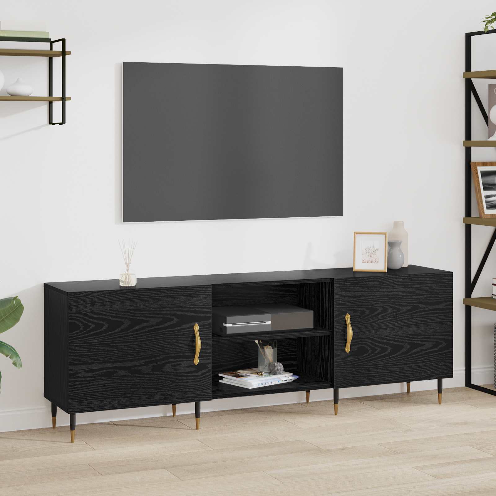 vidaXL Szafka pod telewizor Czarny dąb 150 x 30 x 50 cm