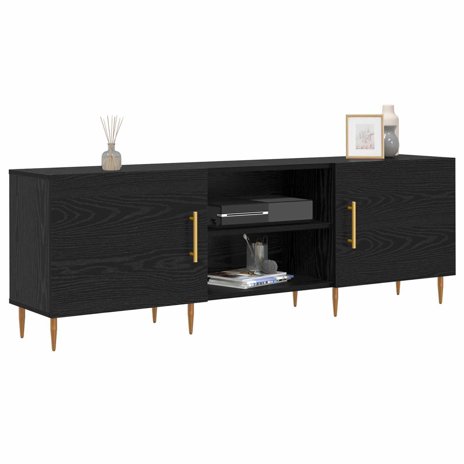 vidaXL Szafka pod telewizor Czarny dąb 150 x 30 x 50 cm