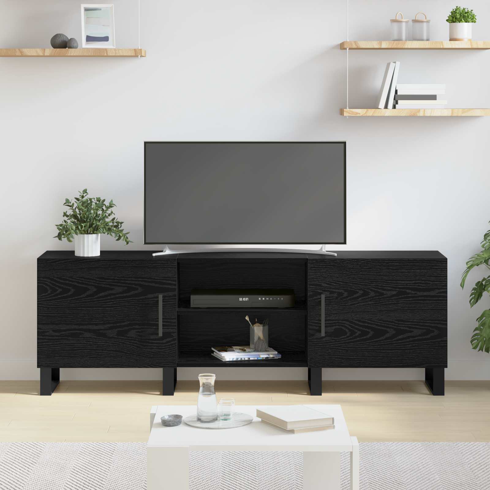 vidaXL Szafka pod telewizor Czarny Dąb 150 x 30 x 50 cm