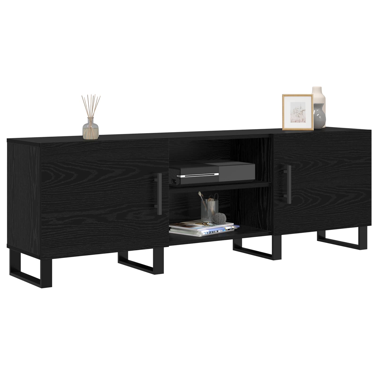 vidaXL Szafka pod telewizor Czarny Dąb 150 x 30 x 50 cm