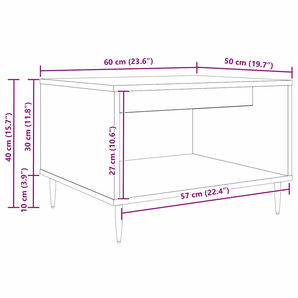 vidaXL Stolik kawowy Czarny dąb 60 x 50 x 40 cm