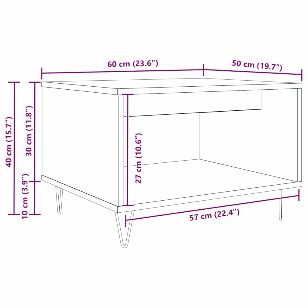 vidaXL Stolik kawowy Czarny dąb 60 x 50 x 40 cm