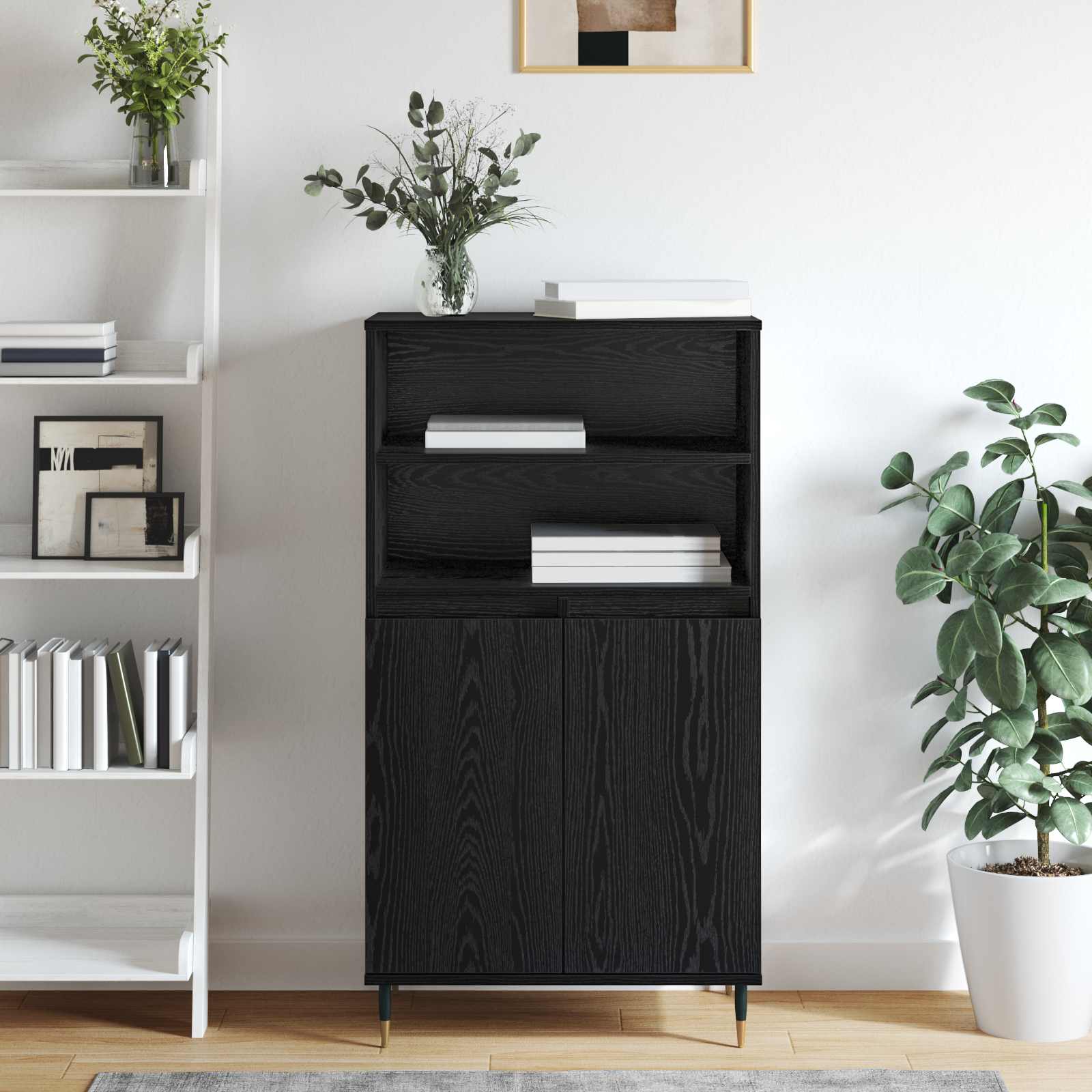vidaXL Highboard Czarny 60 x 36 x 110 cm Materiał drewnopochodny