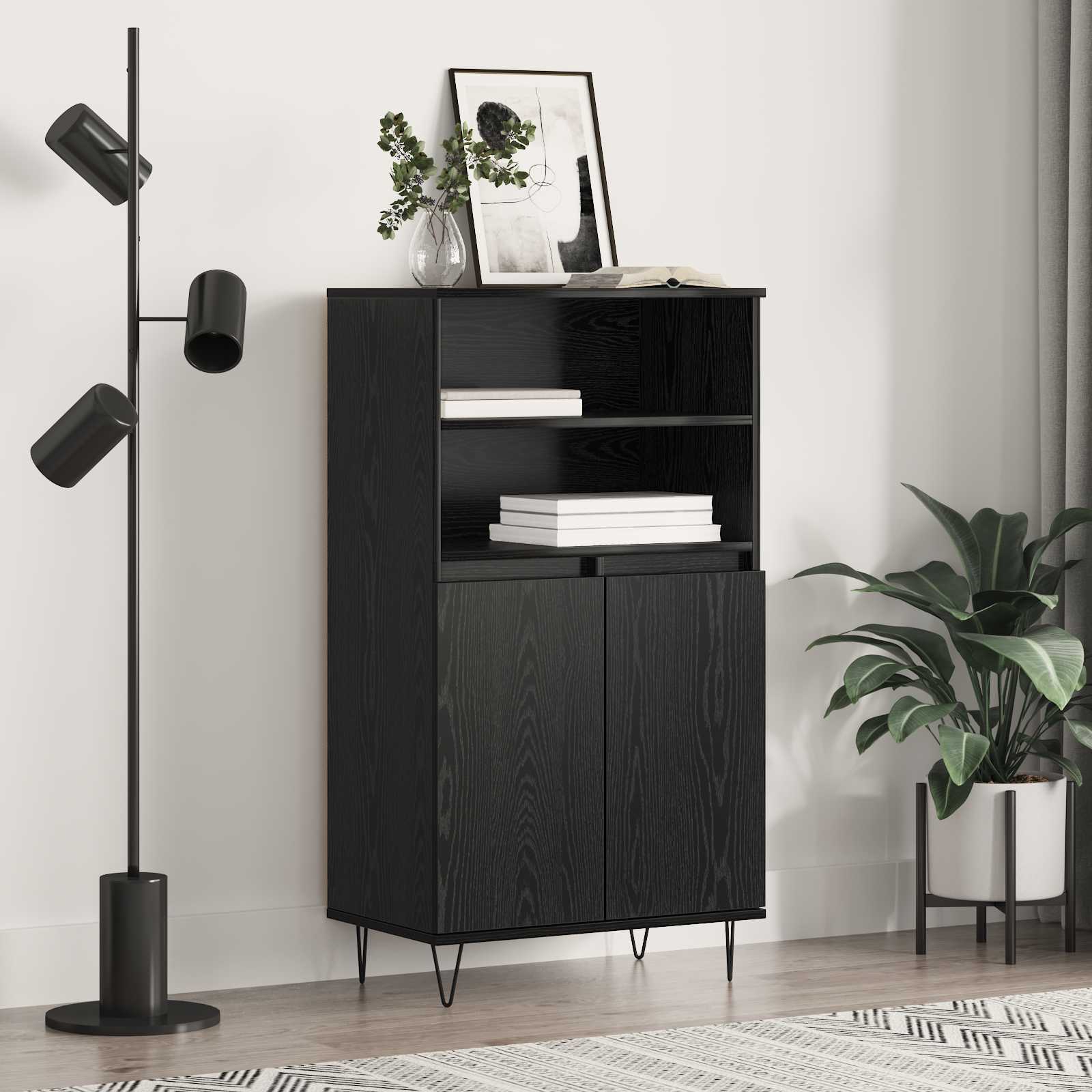 vidaXL Highboard Czarny 60 x 36 x 110 cm Materiał drewnopochodny