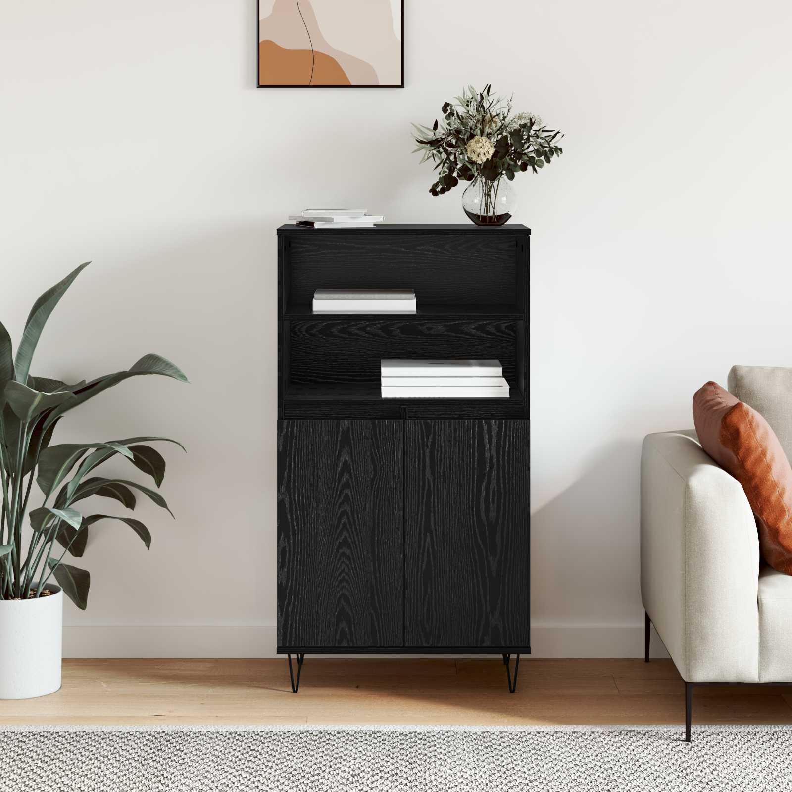 vidaXL Highboard Czarny 60 x 36 x 110 cm Materiał drewnopochodny