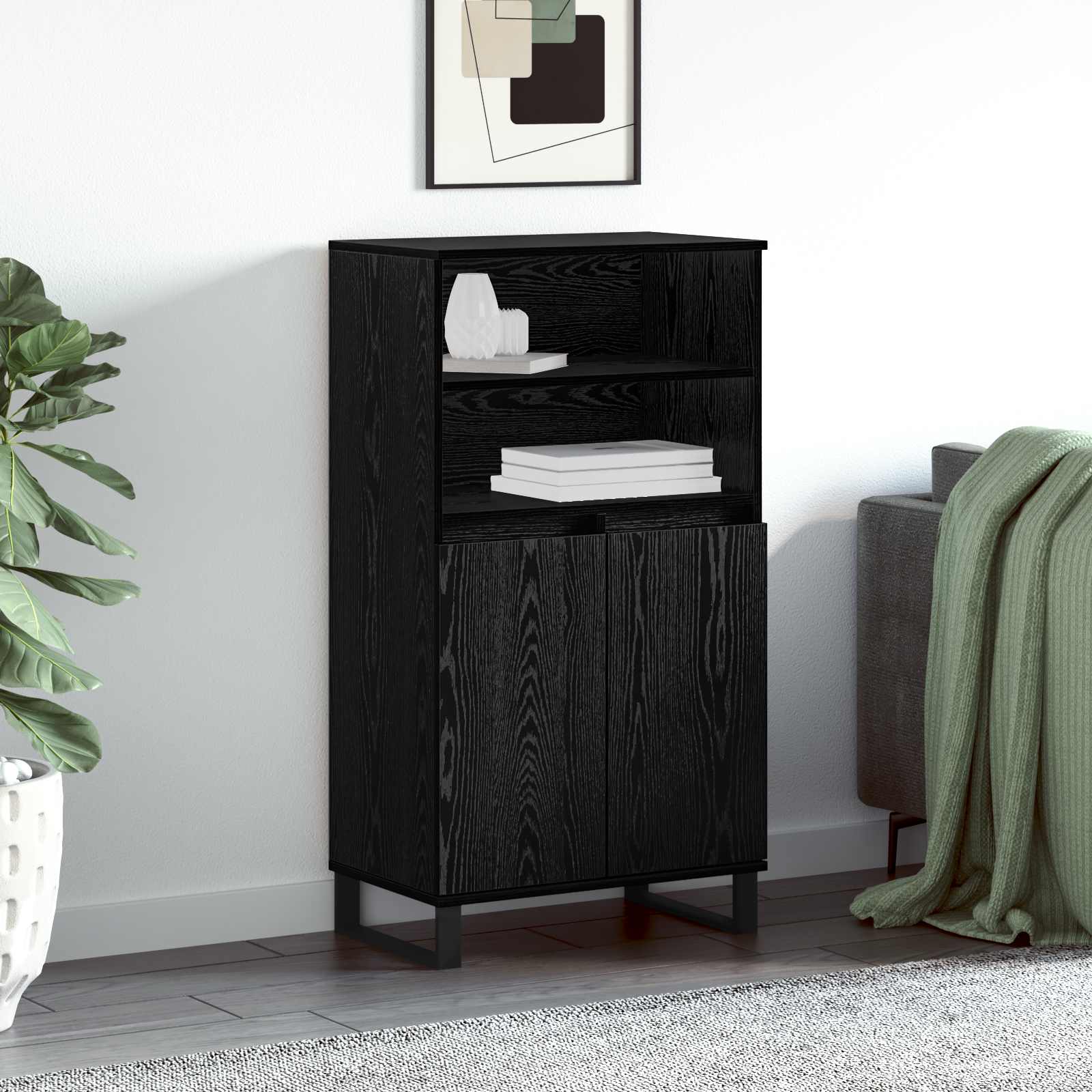 vidaXL Highboard Czarny 60 x 36 x 110 cm Materiał drewnopochodny