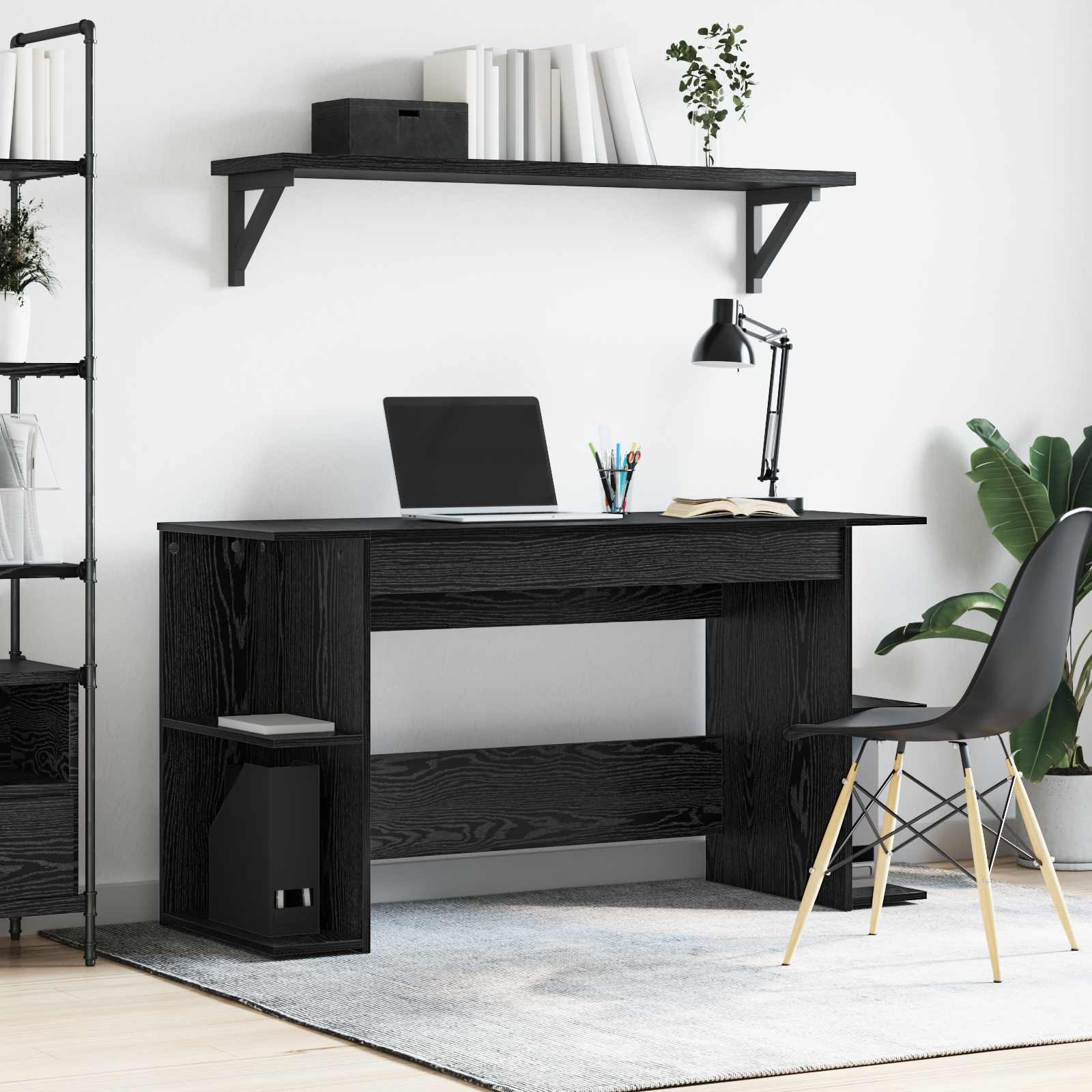 vidaXL Biurko Czarny dąb 140 x 50 x 75 cm Materiał drewnopochodny