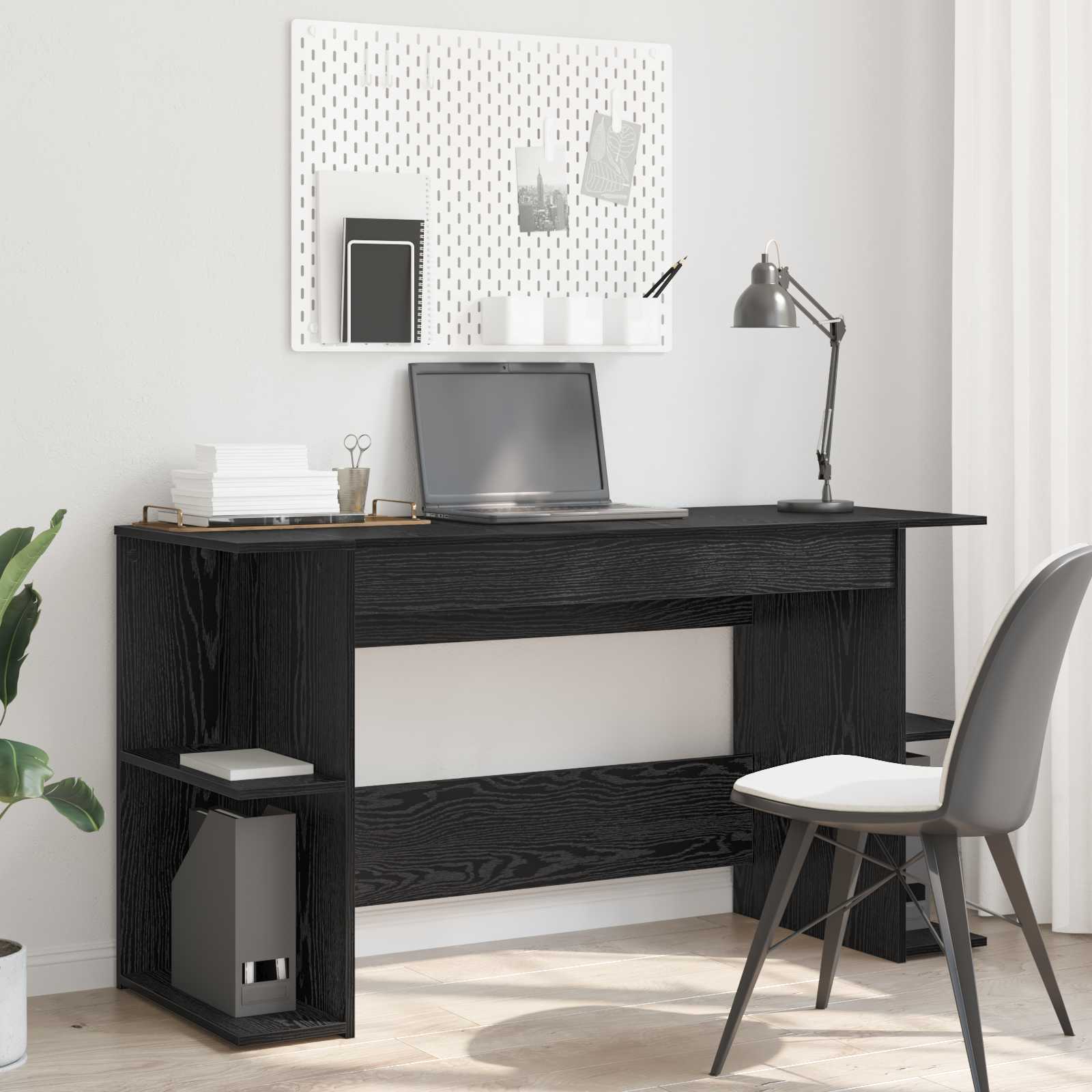 vidaXL Biurko Czarny dąb 140 x 50 x 75 cm Materiał drewnopochodny