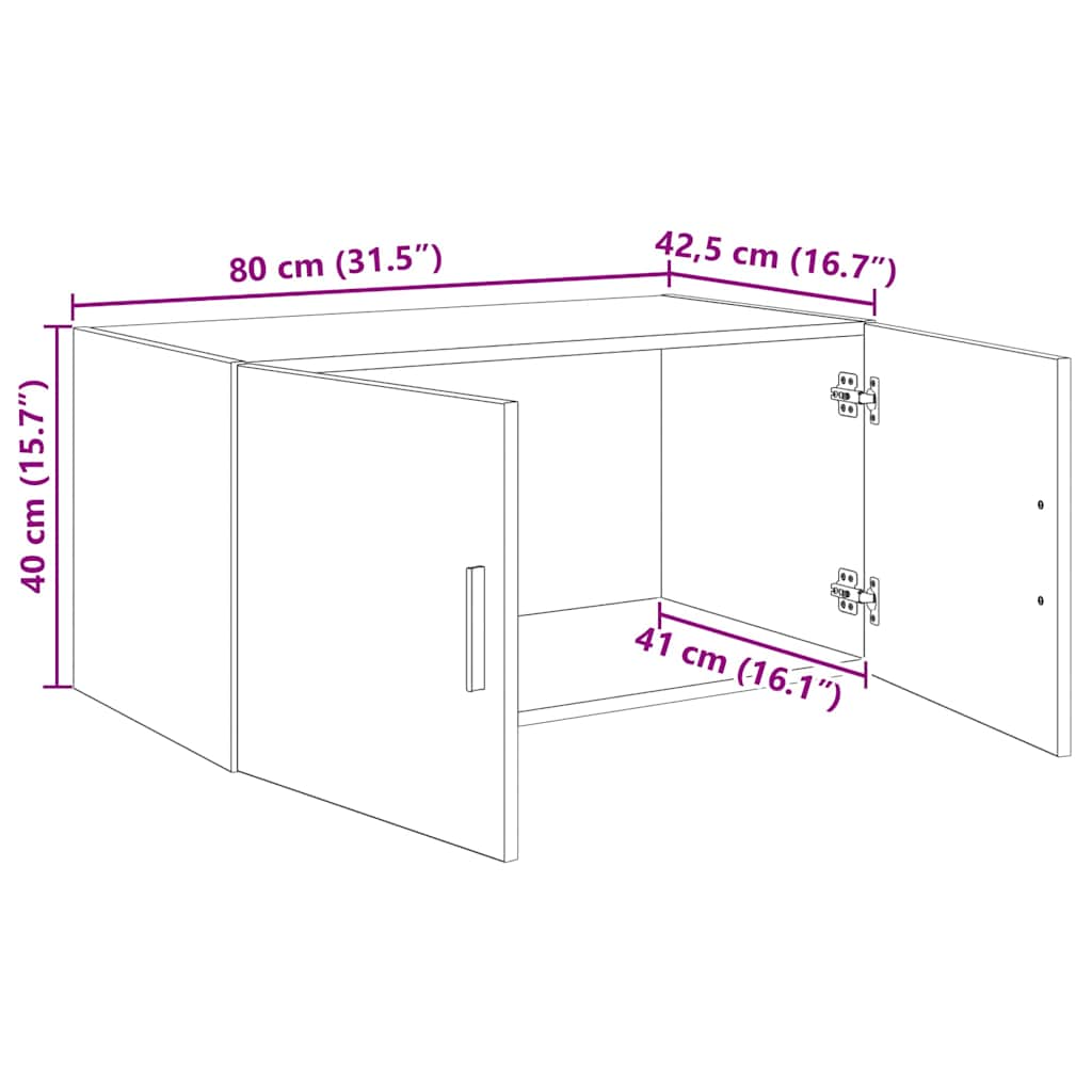 vidaXL Szafka ścienna Czarny dąb 80 x 42.5 x 40 cm
