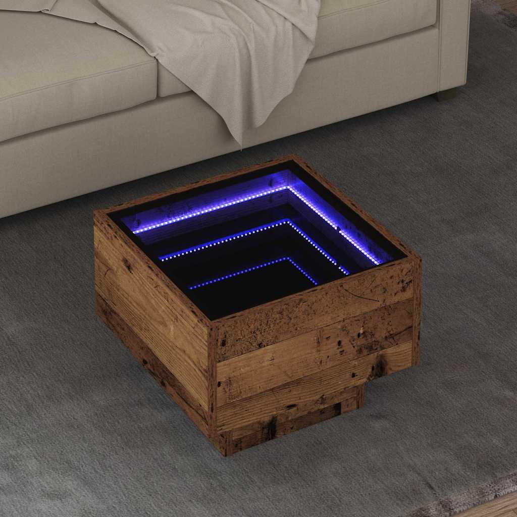 vidaXL Stolik kawowy Ze LED Lights Stare drewno 40 x 40 x 30 cm