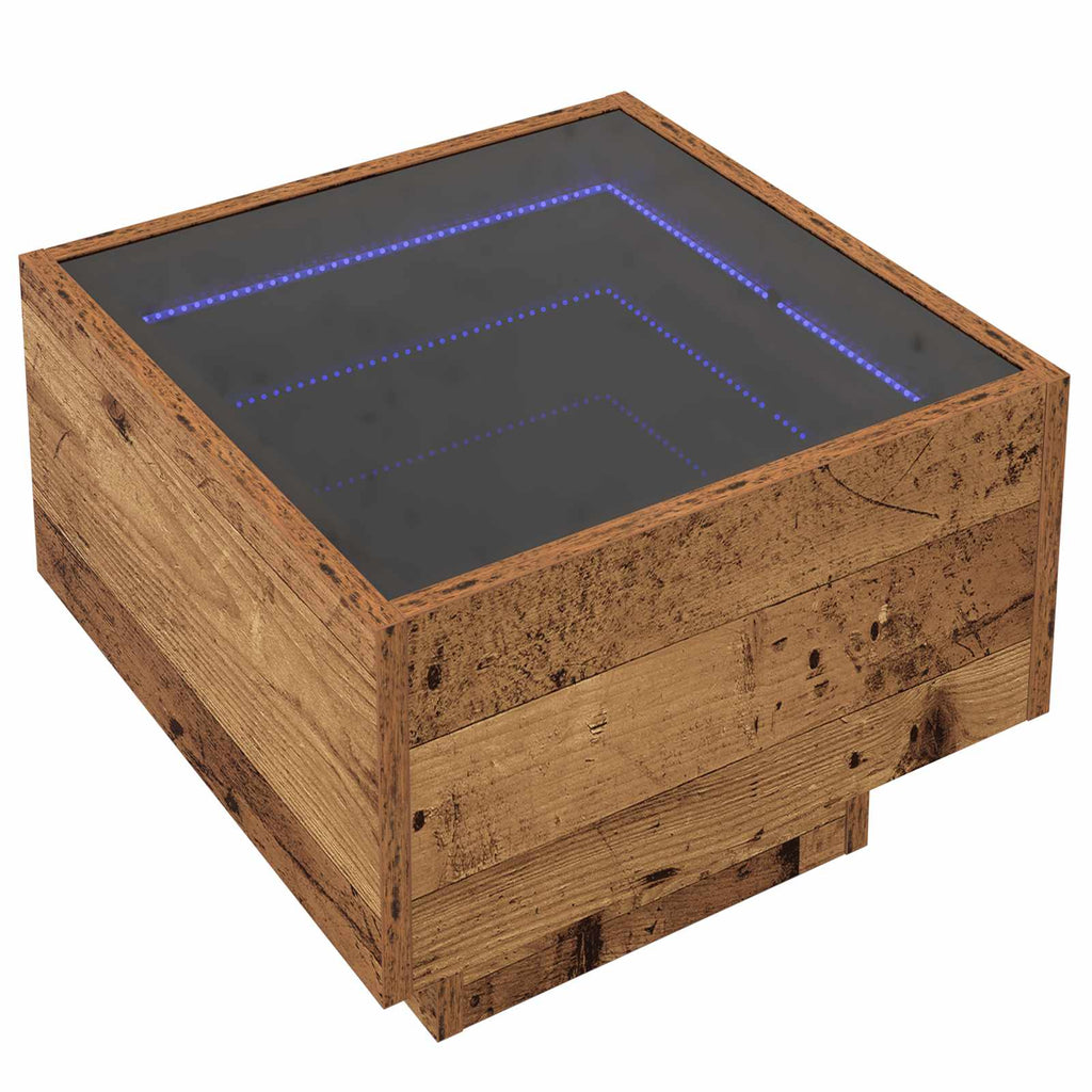 vidaXL Stolik kawowy Ze LED Lights Stare drewno 40 x 40 x 30 cm