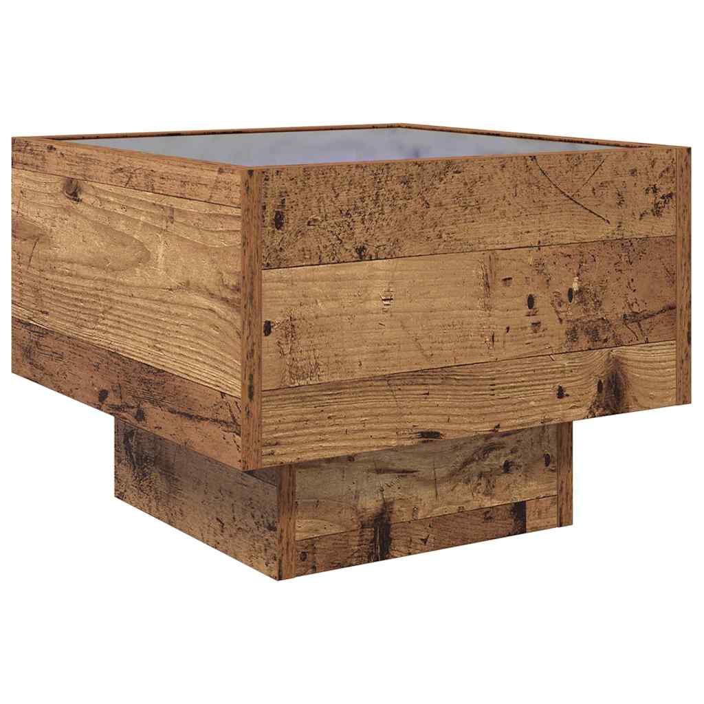 vidaXL Stolik kawowy Ze LED Lights Stare drewno 40 x 40 x 30 cm