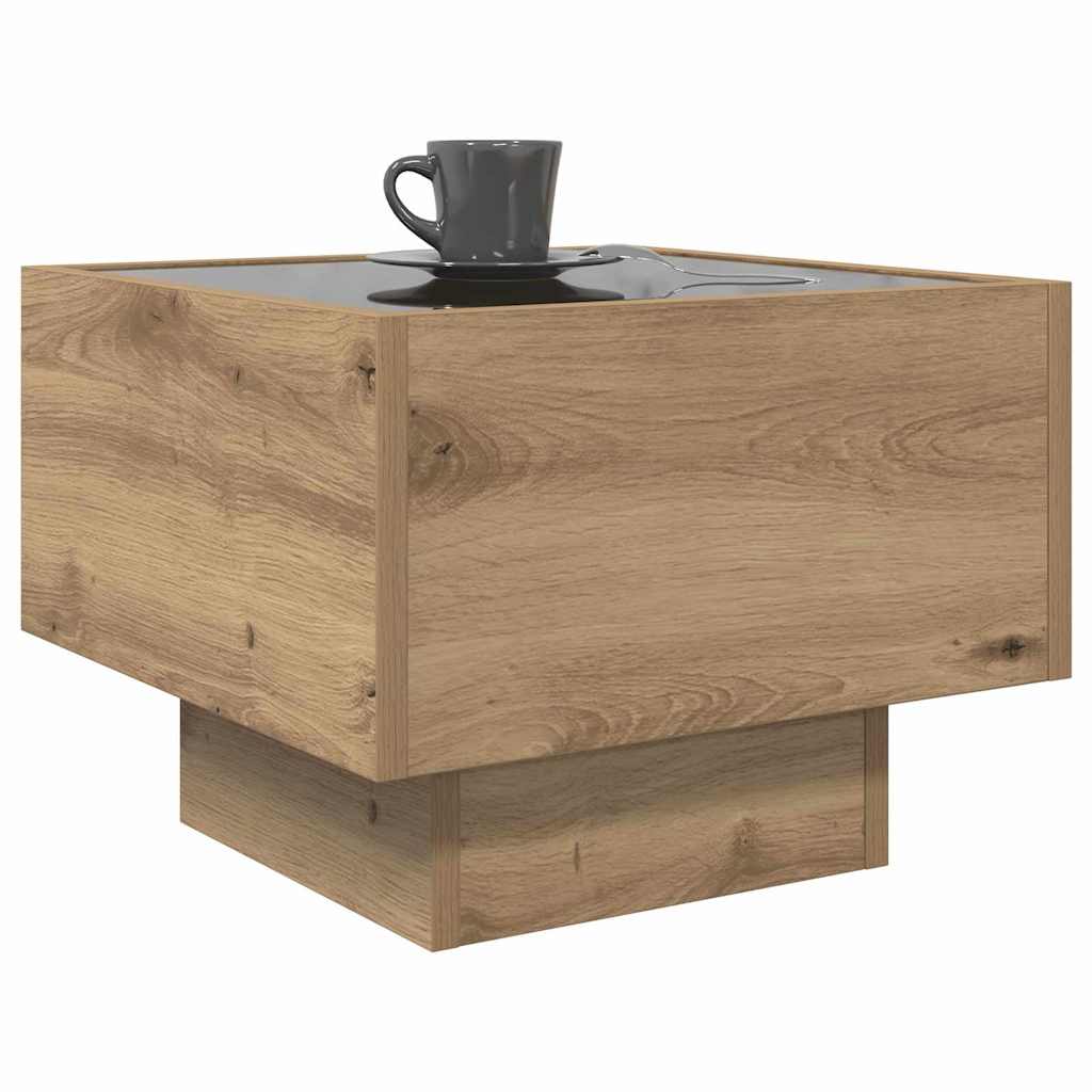 vidaXL Stolik kawowy Ze LED Lights dąb artisan 40 x 40 x 30 cm
