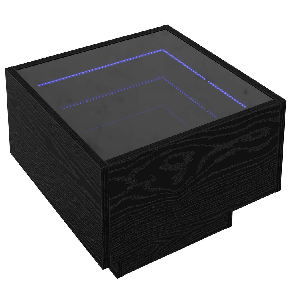 vidaXL Stolik kawowy Ze LED Lights Czarny dąb 40 x 40 x 30 cm