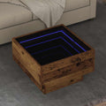 vidaXL Stolik kawowy Ze LED Lights Stare drewno 50 x 50 x 30 cm