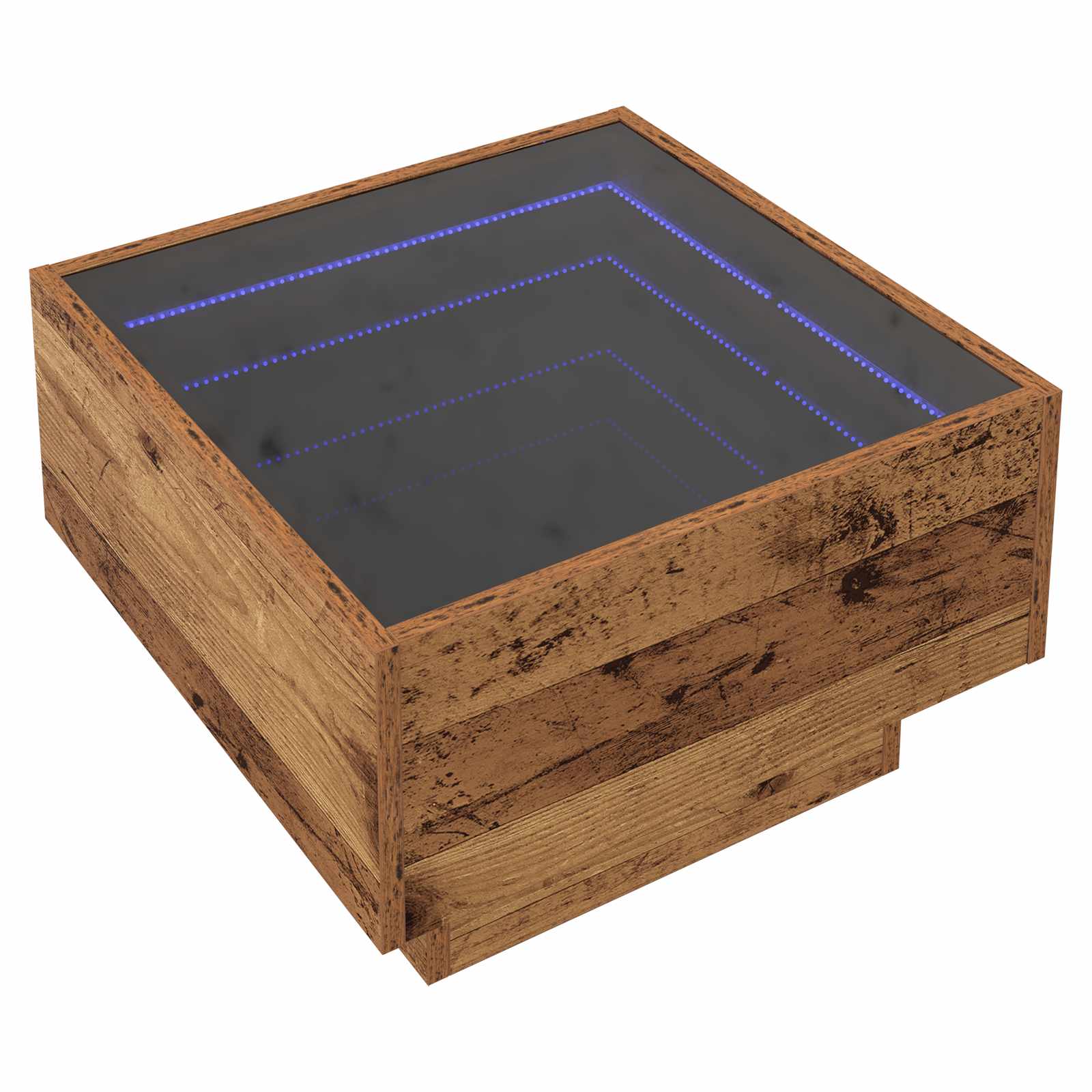 vidaXL Stolik kawowy Ze LED Lights Stare drewno 50 x 50 x 30 cm
