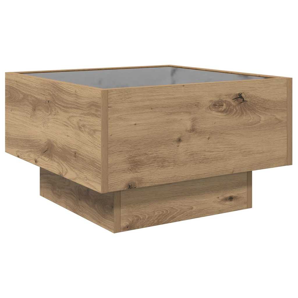 vidaXL Stolik kawowy Ze LED Lights dąb artisan 50 x 50 x 30 cm