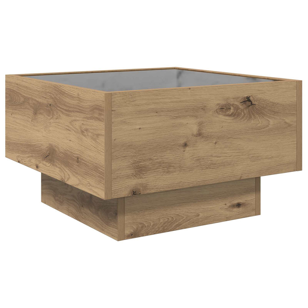 vidaXL Stolik kawowy Ze LED Lights dąb artisan 50 x 50 x 30 cm