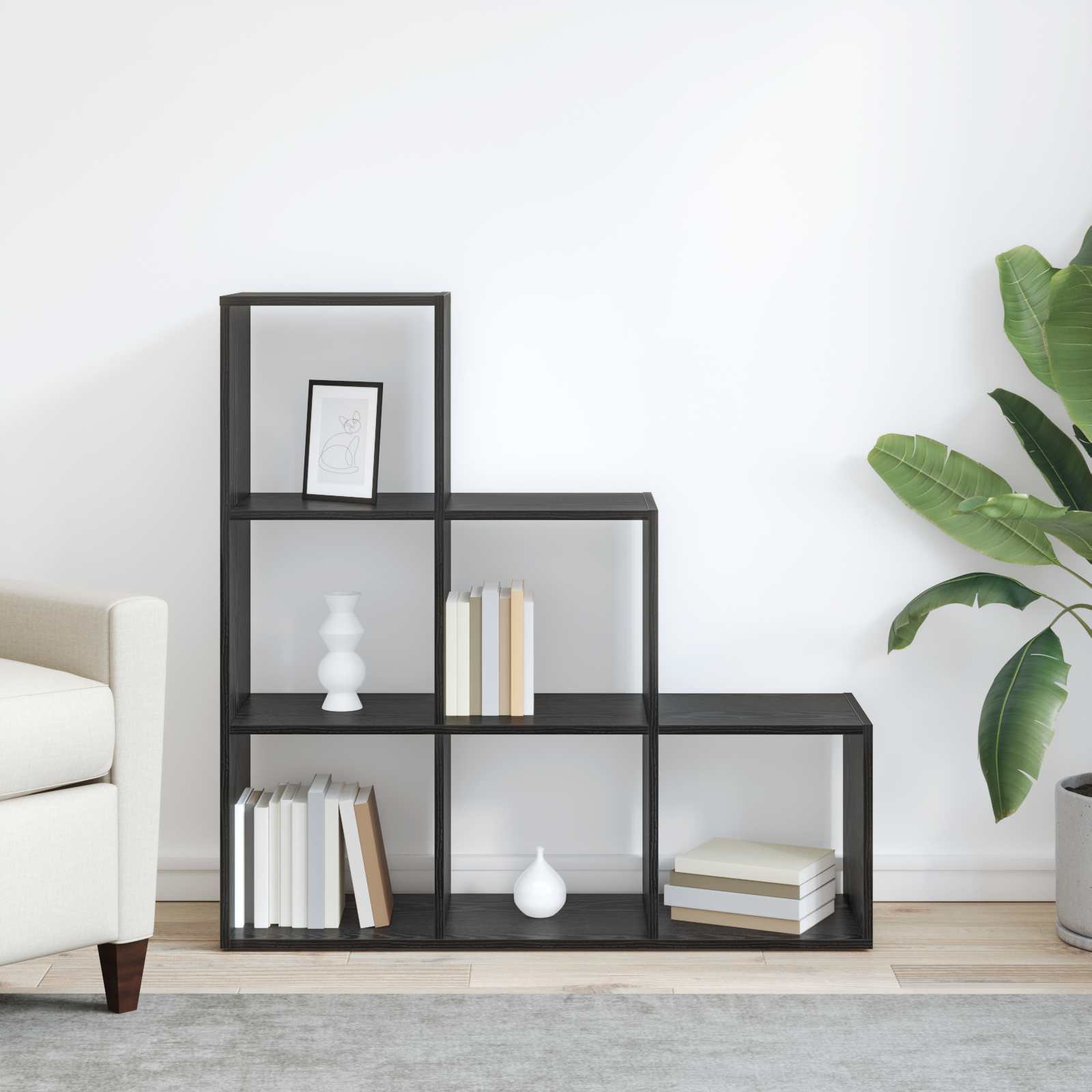 vidaXL Przegroda na książki Czarny Dąb 99 x 29 x 99 cm