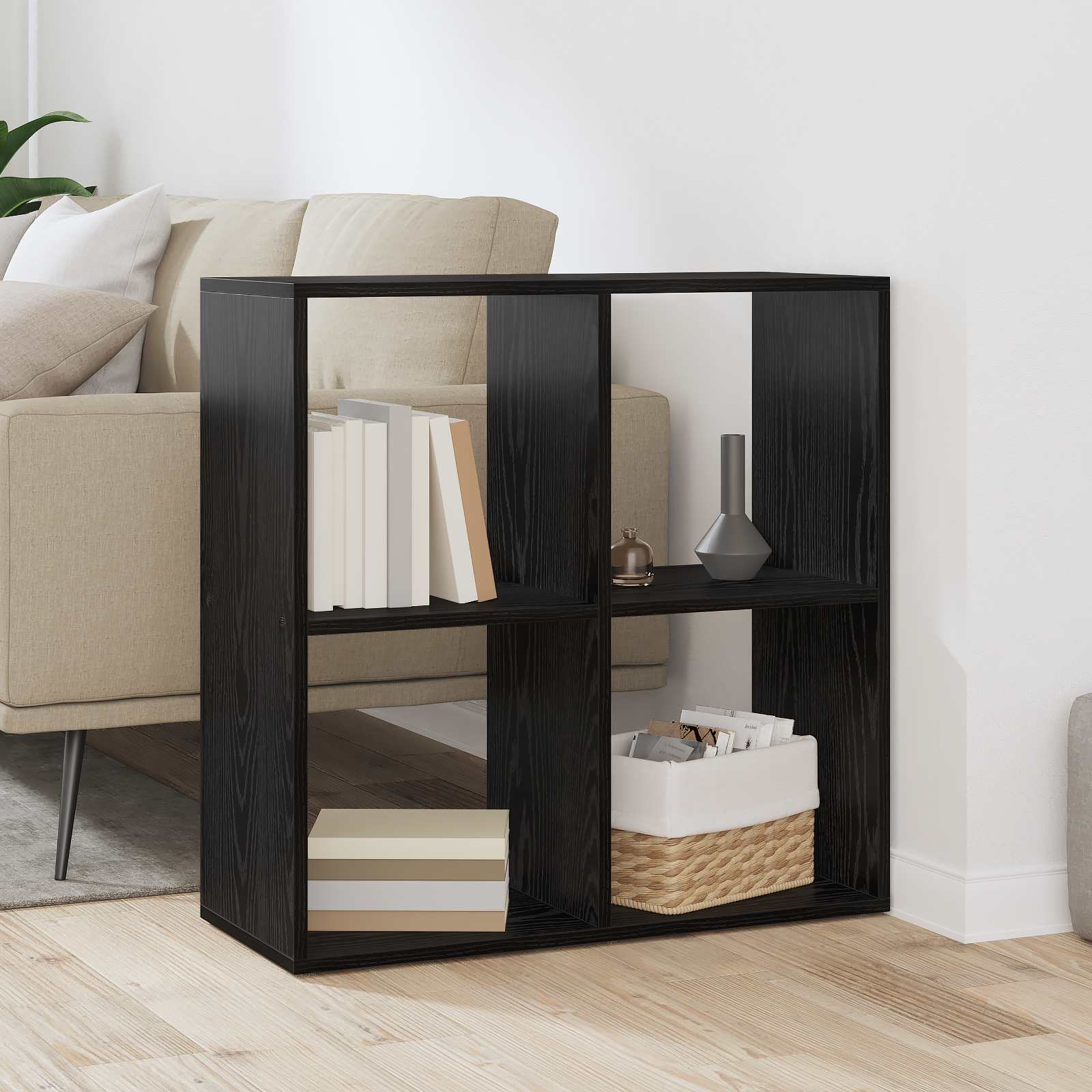 vidaXL Szafka na książki Czarny Dąb 69,5 x 29 x 69,5 cm