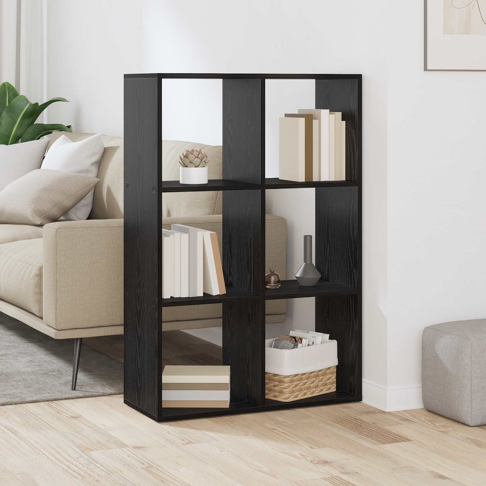 vidaXL Szafka na książki Czarny Dąb 69,5 x 29 x 103,5 cm