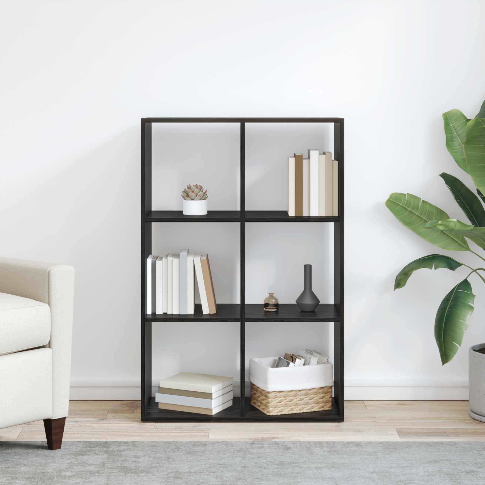 vidaXL Szafka na książki Czarny Dąb 69,5 x 29 x 103,5 cm