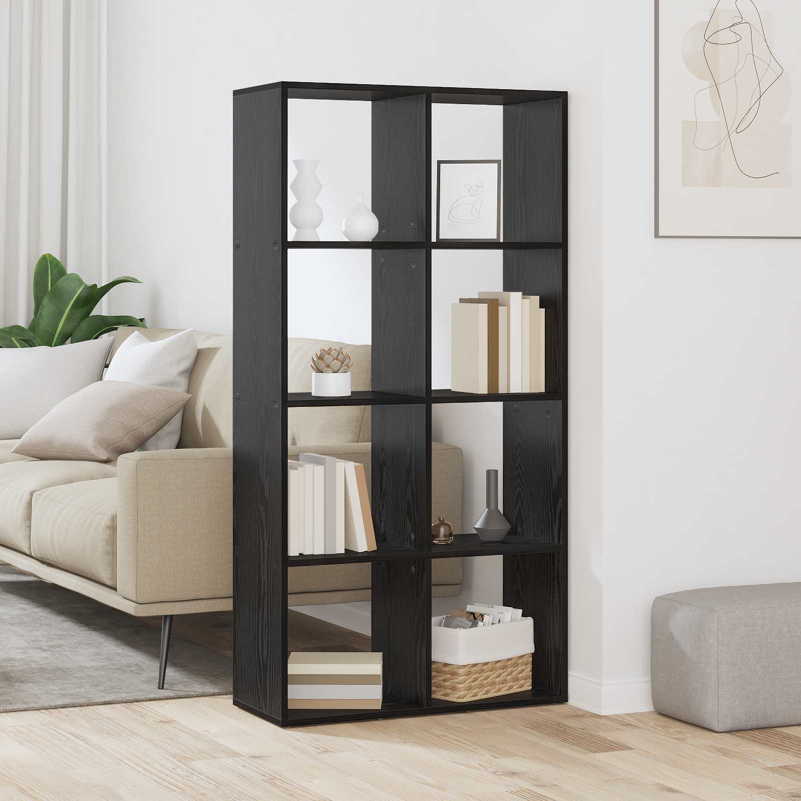 vidaXL Szafka na książki Czarny Dąb 69,5 x 29 x 137,5 cm