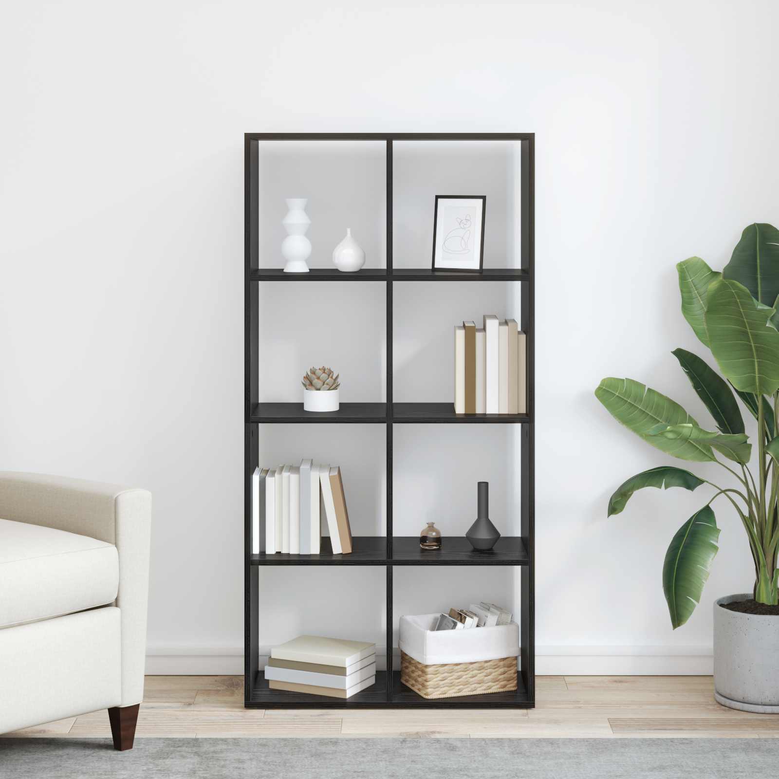 vidaXL Szafka na książki Czarny Dąb 69,5 x 29 x 137,5 cm