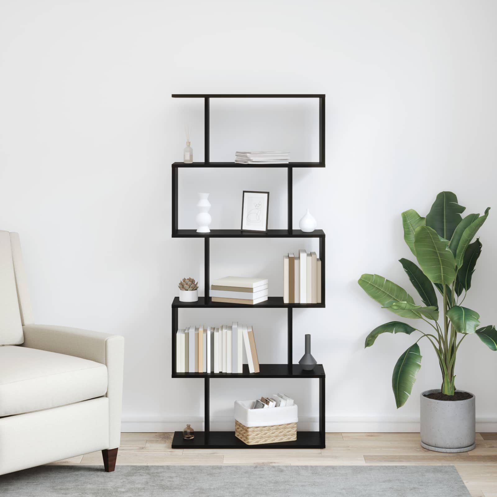 vidaXL Szafka na książki Czarny Dąb 70 x 24 x 161 cm