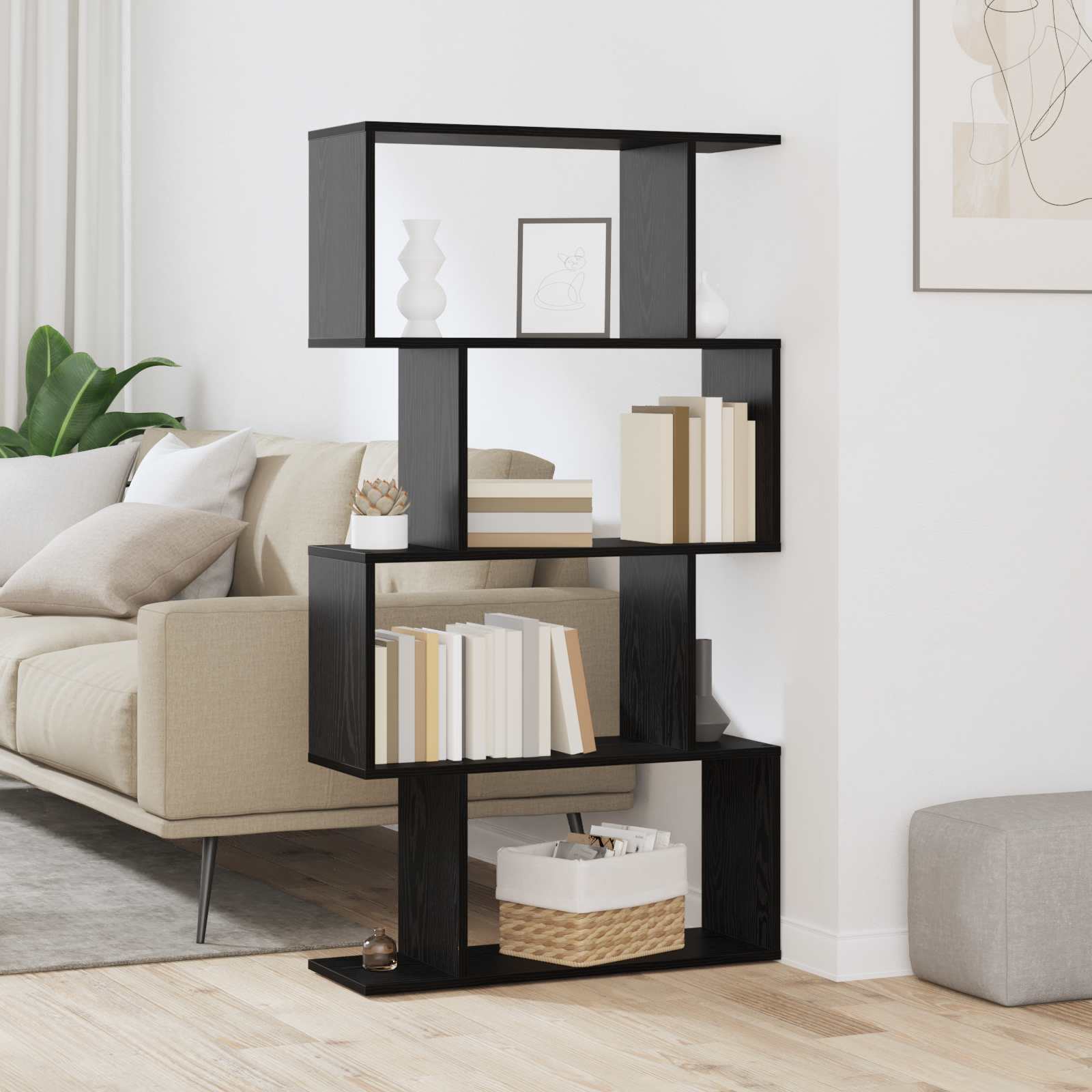 vidaXL Szafka na książki Czarny Dąb 70 x 24 x 129 cm