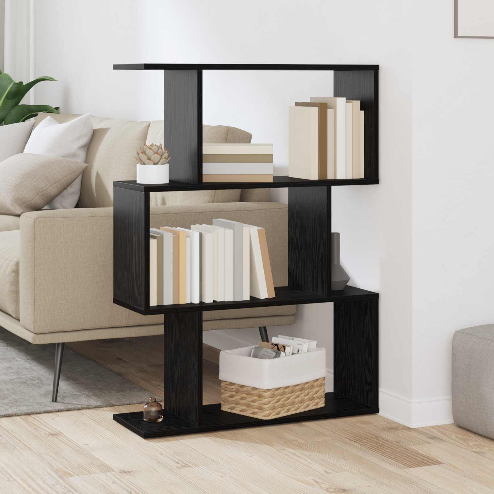 vidaXL Szafka na książki Czarny Dąb 70 x 24 x 97 cm
