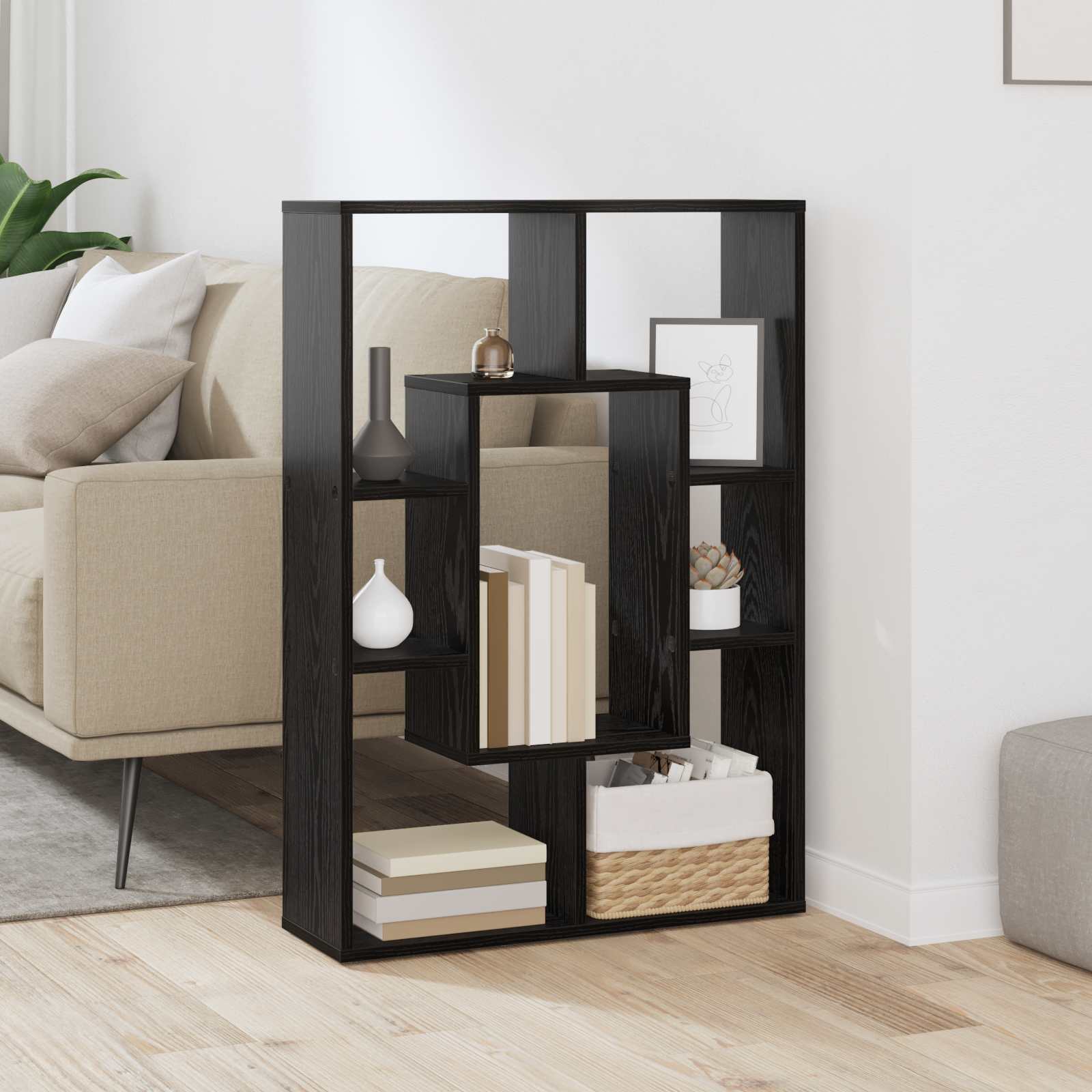 vidaXL Szafka na książki Czarny Dąb 63 x 20 x 90 cm