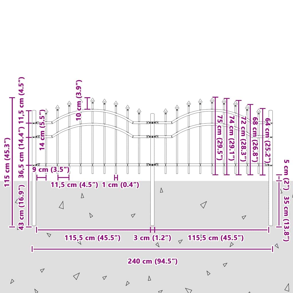 vidaXL Ogrodzenie Ogrodowe Woerden 240 x 115 cm Biały