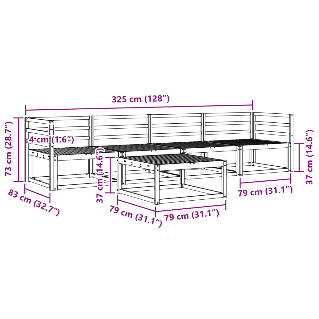 vidaXL Zestaw sof na zewnątrz 5 pcs Biały 79 x 79 x 37 cm